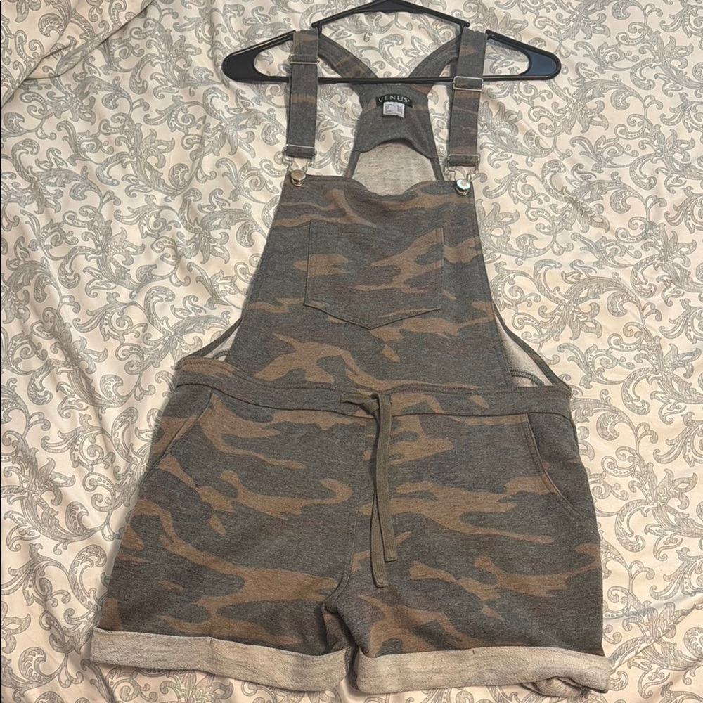 VENUS Green and Brown Camouflage Jumpsuit Relaxed Fit